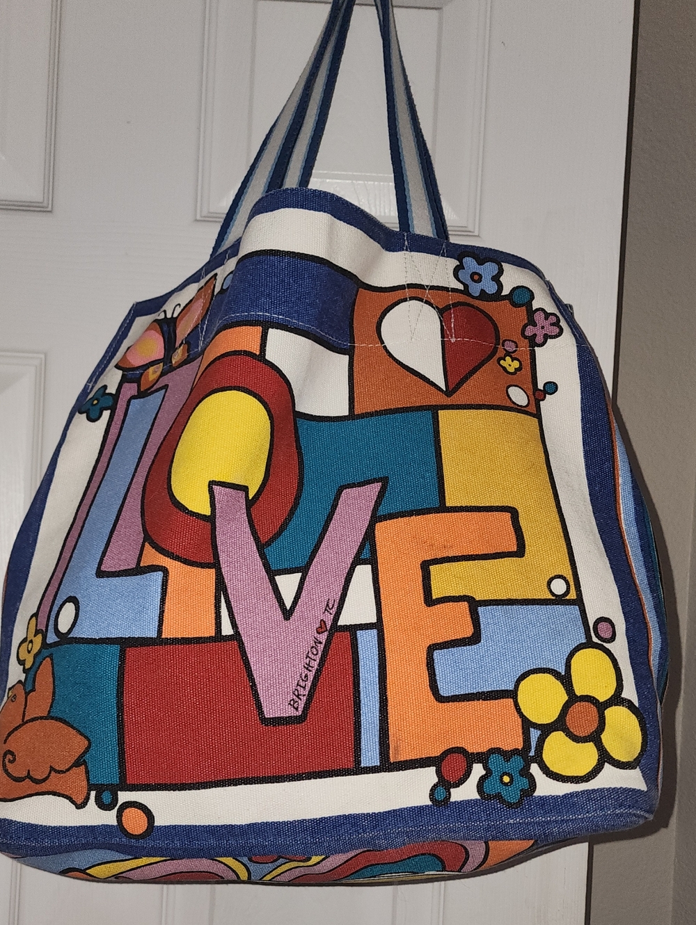 Brighton Large Tote Bag Grocery Summer Beach Purse Canvas Love Butterfly Bee